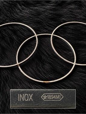 Bliss Silver-Tone Thin Stackable Bangle Set with small diamond insert